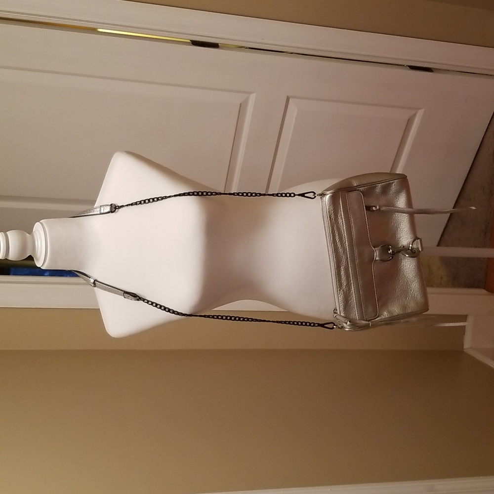 Rebecca Minkoff Mini Mac  studded silver crossbody bag